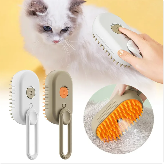 PawVault 3-in-1 Steam Grooming Brush — Self-Cleaning Brush for Dogs & Cats